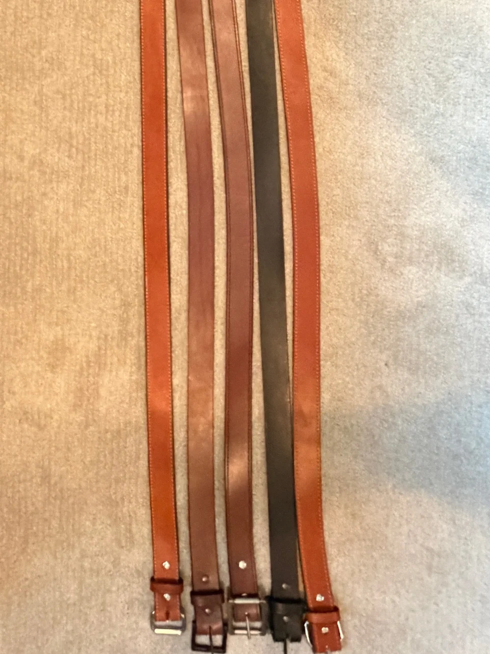 Set of five Hanks Leather Belts, Size 46